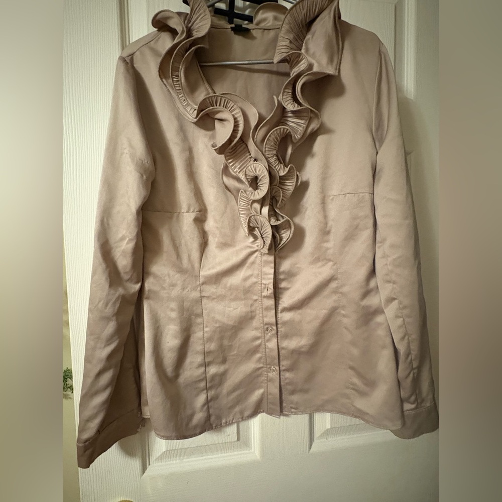 Source Unknown Beige Ruffled Blazer